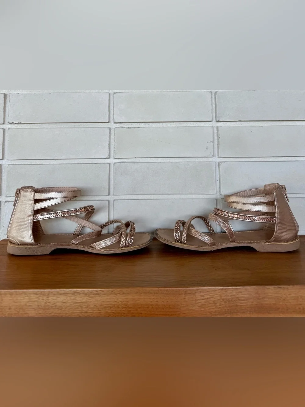Kelly & Katie Beaded Strapped Sandals * Rose Gold * Girls Size 4